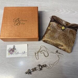 Barbara Bixby Sterling Silver 18k White Topaz Key Pendant Necklace